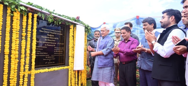 Lt Governor lays foundation stone of much-awaited District Hospital Complex at Reshipora, Budgam