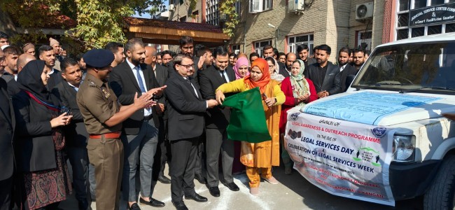 Chairman DLSA Ganderbal flags-off Awareness Mobile Van to commemorate the Legal Services week