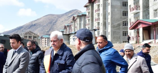 LG Sinha Conducts On-Site Inspection And Reviews Ongoing Construction Work Of Transit Accommodation