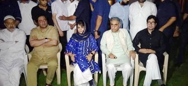 Mehbooba, Lone, Shah Feasal At Raj Bhawan Mehbooba, Lone, Shah Feasal At Raj Bhawan