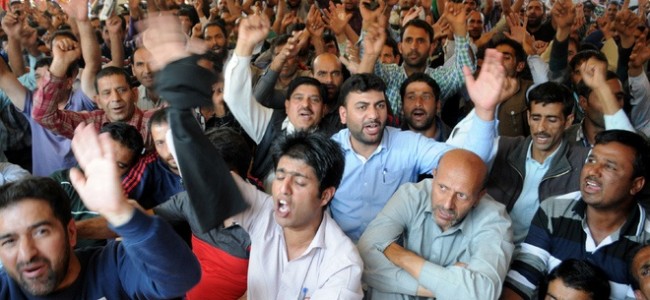 Demanding regularisation, daily wagers start strike in J&K Demanding regularisation, daily wagers start strike in J&K
