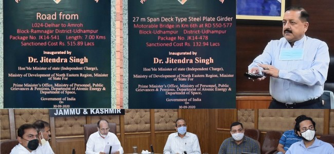 Dr Jitendra e-inaugurates PMGSY roads, bridges in J&K