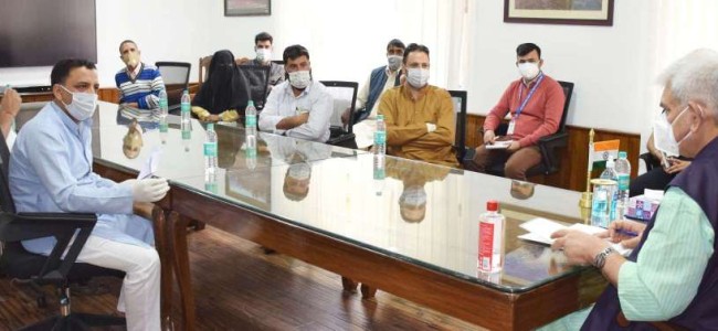 BDC Chairpersons, Political leaders from Shopian call on Lt Governor BDC Chairpersons, Political leaders from Shopian call on Lt Governor