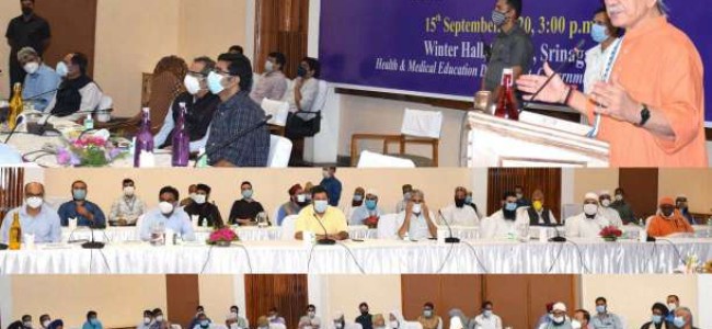 Lt Governor interacts with religious leaders in a Sensitization meeting on COVID Lt Governor interacts with religious leaders in a Sensitization meeting on COVID
