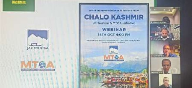 J&K Tourism, MTOA organize ‘Chalo Kashmir’ Webinar J&K Tourism, MTOA organize ‘Chalo Kashmir’ Webinar