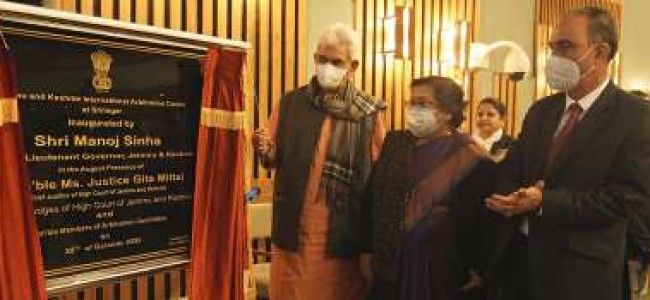 Lt Governor inaugurates J&K International Arbitration Centre; launches JKIAC website