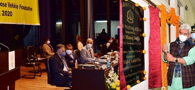 Lt Governor Sinha inaugurates Guru Nanak Chair & University of Jammu Special Purpose Vehicle Foundation