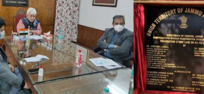 Lt Governor Manoj Sinha, Dr. Jitendra Singh inaugurate prestigious “Comprehensive Mansar Rejuvenation/Development Plan” worth Rs 198.37 Crores Lt Governor Manoj Sinha, Dr. Jitendra Singh inaugurate prestigious “Comprehensive Mansar Rejuvenation/Development Plan” worth Rs 198.37 Crores