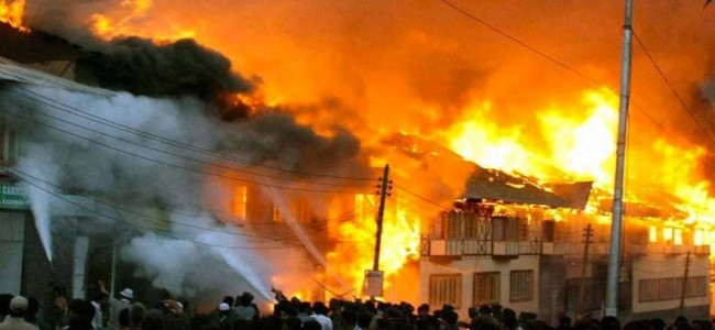Nocturnal blaze damages 22 shops in north Kashmir Nocturnal blaze damages 22 shops in north Kashmir