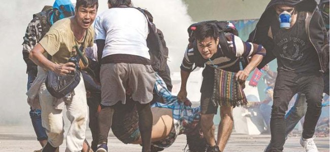 Protesters in Myanmar fight back amid violent crackdown Protesters in Myanmar fight back amid violent crackdown