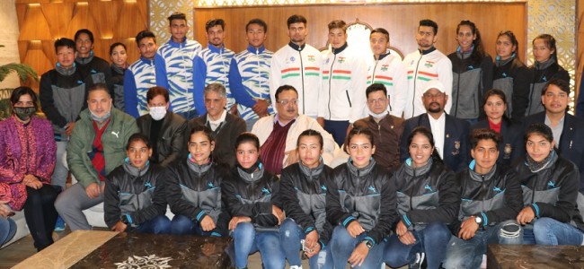 Navin Choudhary interacts with Water Sports Indian team in Srinagar Navin Choudhary interacts with Water Sports Indian team in Srinagar