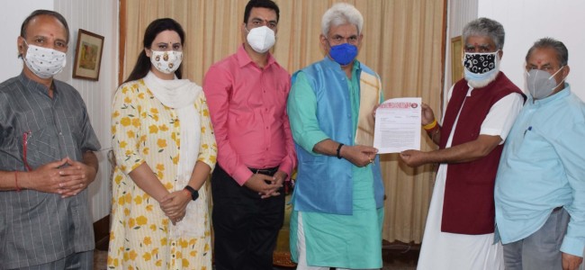 Delegation of JKNC Minority Cell calls on Lt Governor Delegation of JKNC Minority Cell calls on Lt Governor