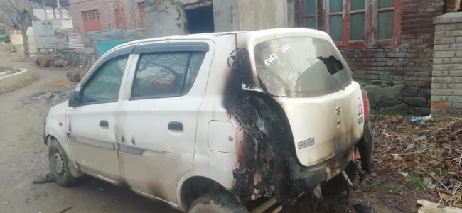 Car damages in a mysterious fire incident Car damages in a mysterious fire incident