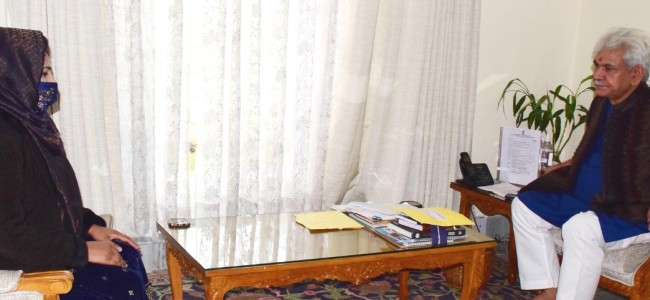 Chairperson DDC Poonch calls on Lt Governor Chairperson DDC Poonch calls on Lt Governor