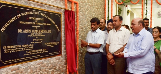 Chief Secretary inaugurates newly constructed Directorate of Floriculture at Bagh-e-Bahu Chief Secretary inaugurates newly constructed Directorate of Floriculture at Bagh-e-Bahu