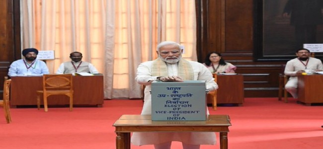 PM Modi casts his votes for Vice Presidential election 2022 PM Modi casts his votes for Vice Presidential election 2022