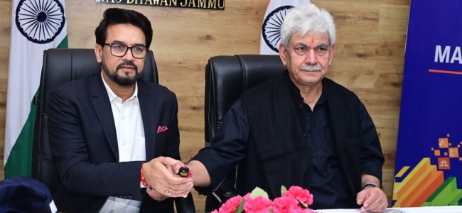 Lt Governor and Union Sports Minister launches 3rd Khelo India National Winter Games Anthem, Mascot and Jersey Lt Governor and Union Sports Minister launches 3rd Khelo India National Winter Games Anthem, Mascot and Jersey