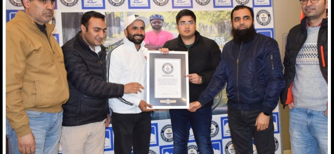 Dir Tourism felicitates Guinness Record holder cyclist Dir Tourism felicitates Guinness Record holder cyclist