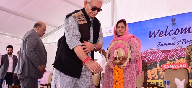 Lt Governor inaugurates Tulip Garden at Sanasar, the first such park for Jammu Division Lt Governor inaugurates Tulip Garden at Sanasar, the first such park for Jammu Division