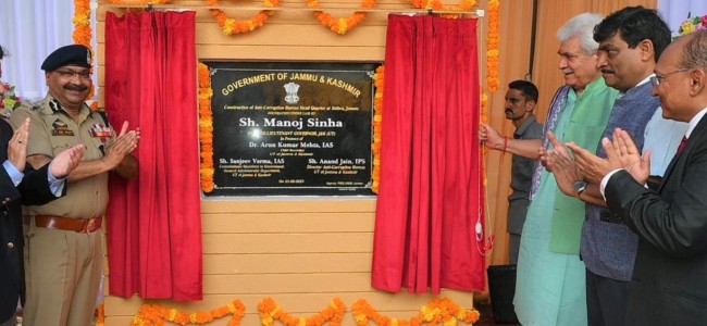 LG Sinha Lays Foundation Stone Of Anti-Corruption Bureau Headquarters