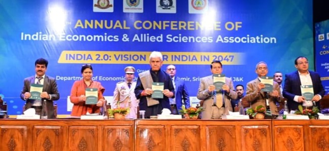 Lt Governor inaugurates 4th Annual Conference of Indian Economics & Allied Sciences Association at Kashmir University Lt Governor inaugurates 4th Annual Conference of Indian Economics & Allied Sciences Association at Kashmir University