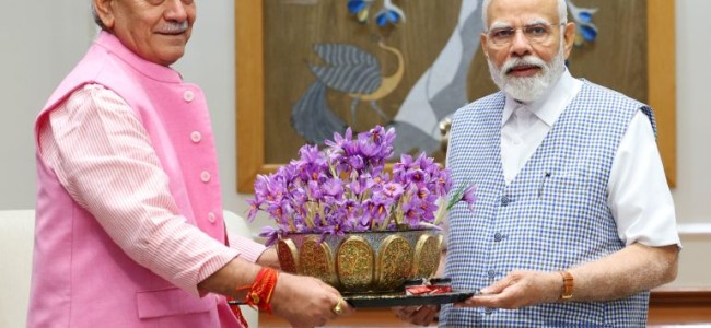 LG Manoj Sinha Meets PM Narendra Modi In New Delhi