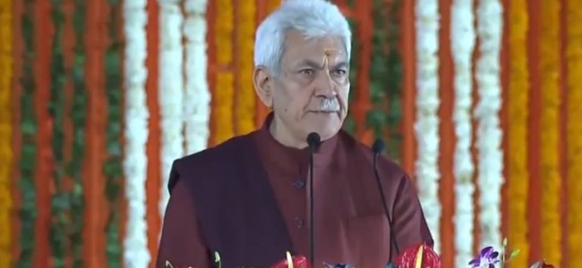Hartal calendars replaced by University, School calendars in J&K: LG Manoj Sinha at MA Stadium Jammu Hartal calendars replaced by University, School calendars in J&K: LG Manoj Sinha at MA Stadium Jammu